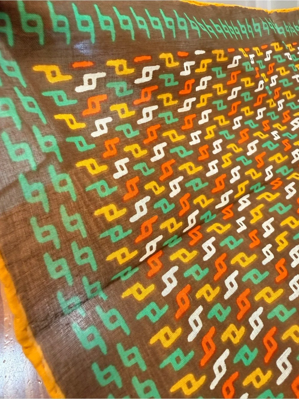 Vintage Christian Dior Multicolor Logo Scarf/pocket square - Brown Base